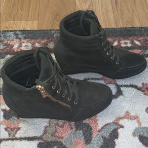 Olive Green Sneaker Wedges Size 7